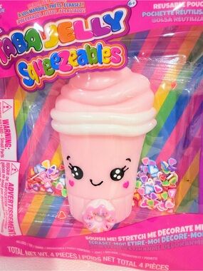 Squeezables Pink Cupcake Squishy Toy with Reusable Pouch